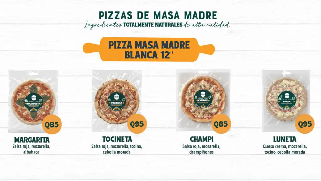 Menu pizzas blancas